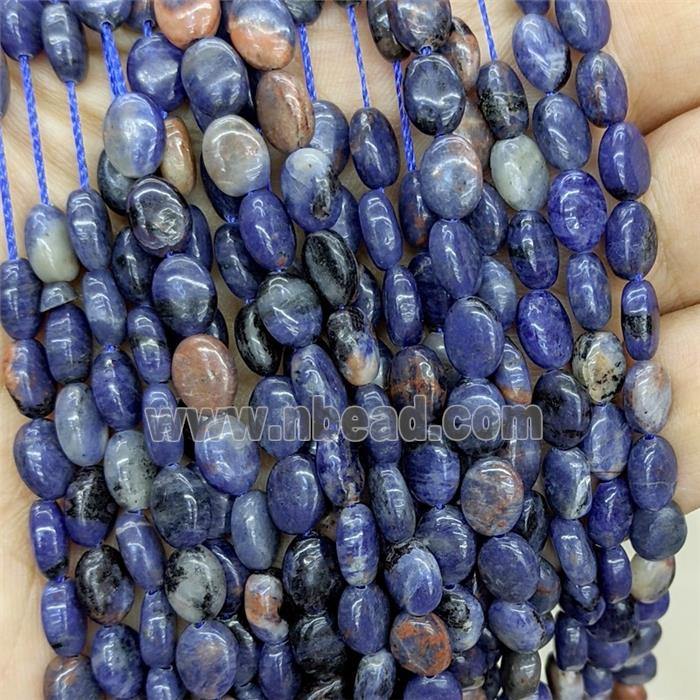 Natural Blue Sodalite Oval Beads