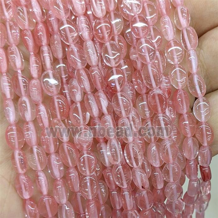 Synthetic Pink Quartz Oval Beads