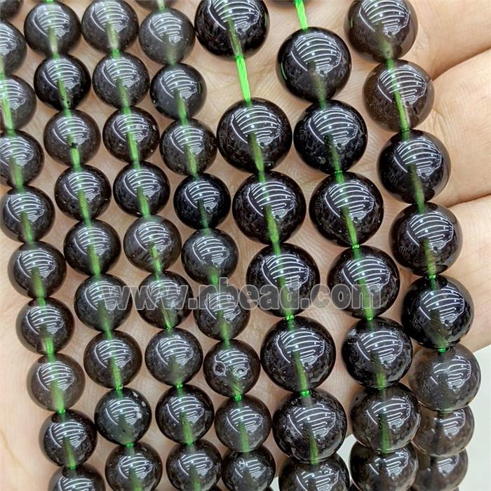 Natural Meteorite Beads Darkgreen Smooth Round
