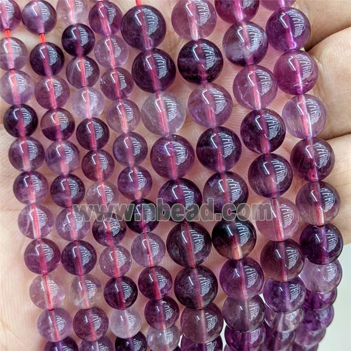 Natural Purple Fluorite Beads Smooth Round