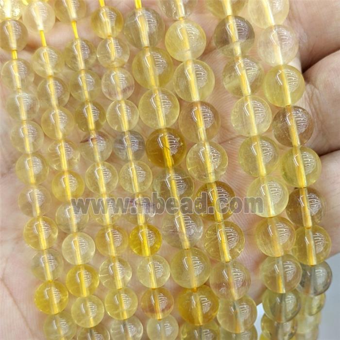 Natural Yellow Fluorite Beads Smooth Round