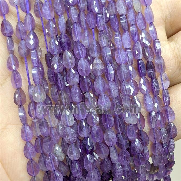 Natural Purple Amethyst Teardrop Beads Faceted