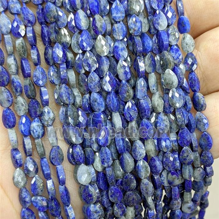 Natural Blue Lapis Lazuli Teardrop Beads Faceted
