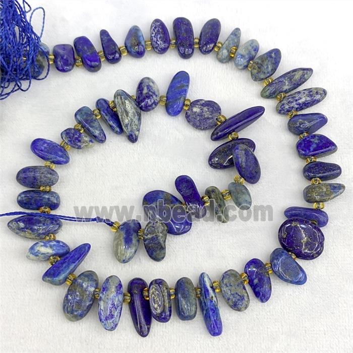 Natural Blue Lapis Lazuli Chips Beads Freeform Topdrilled