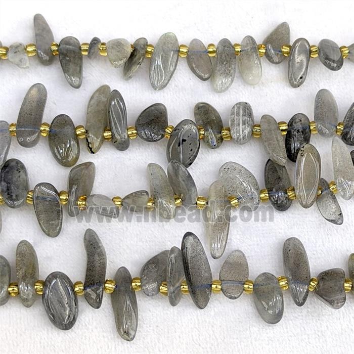 Natural Labradorite Chips Beads Freeform Topdrilled