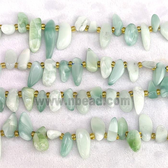 Green Peacock Angelite Chips Beads Freeform Topdrilled