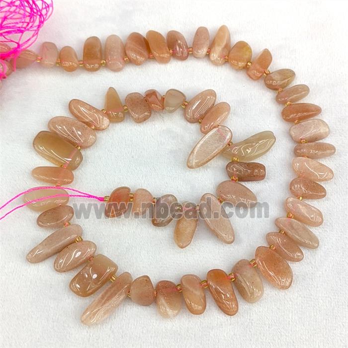 Natural Peach Moonstone Chips Beads Freeform Topdrilled