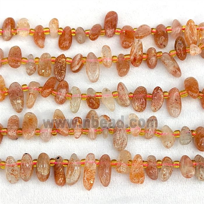 Natural Orange Sunstone Chips Beads Freeform Topdrilled