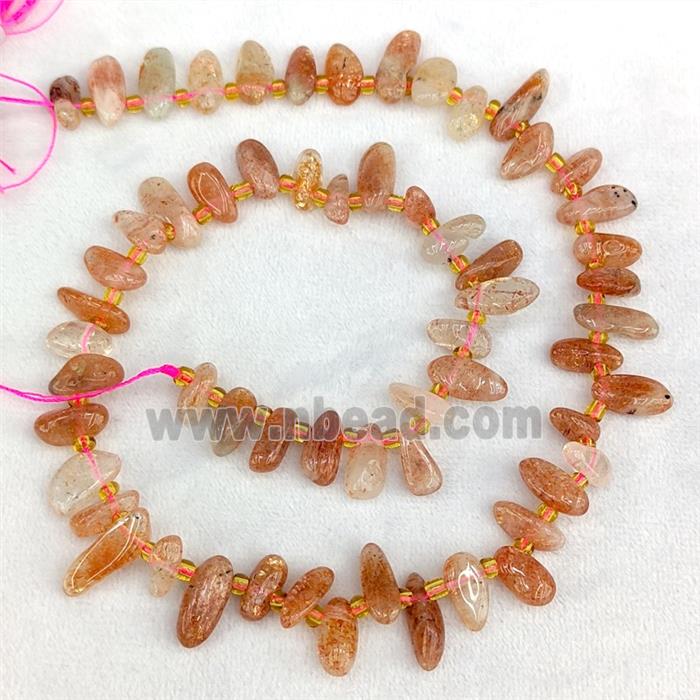 Natural Orange Sunstone Chips Beads Freeform Topdrilled
