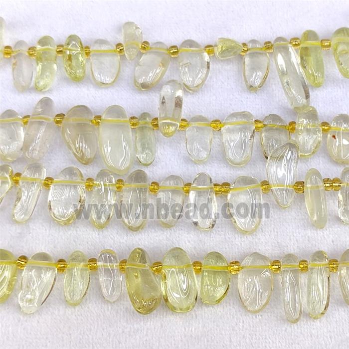 Natural Lemon Quartz Chips Beads Freeform Topdrilled