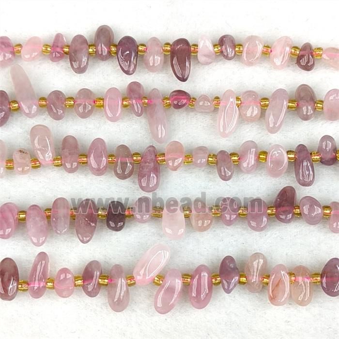 Natural Pink Rose Quartz Chips Beads Freeform Topdrilled
