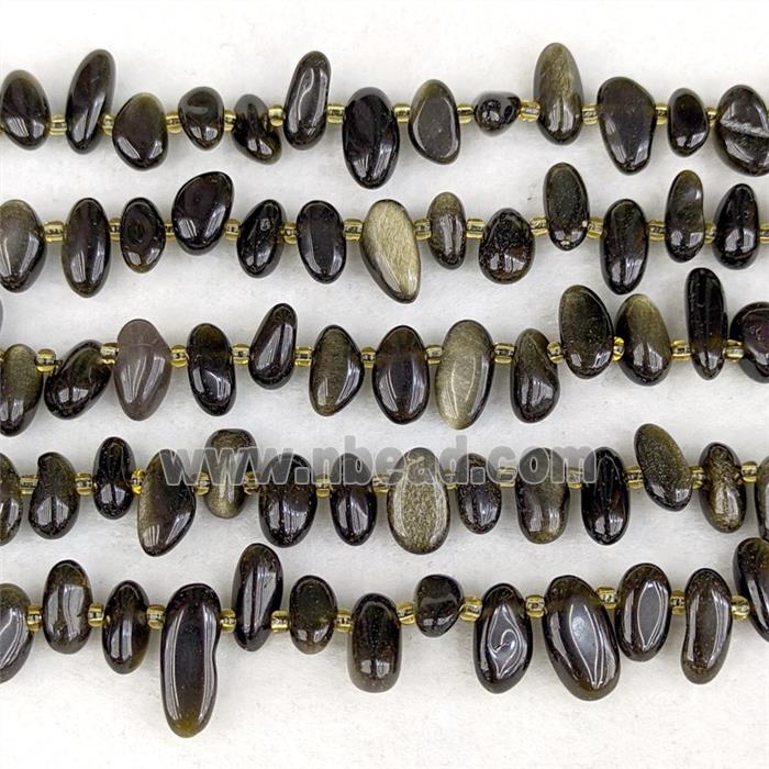 Natural Golden Obsidian Chips Beads Freeform Topdrilled