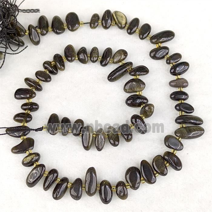 Natural Golden Obsidian Chips Beads Freeform Topdrilled