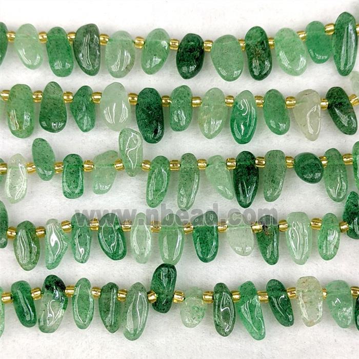 Natural Green Strawberry Quartz Chips Beads Freeform Topdrilled