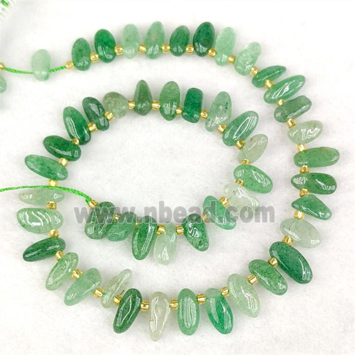 Natural Green Strawberry Quartz Chips Beads Freeform Topdrilled