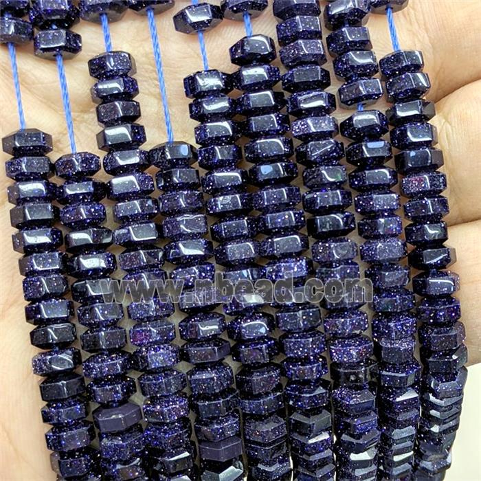 Blue Sandstone Hexagon Beads