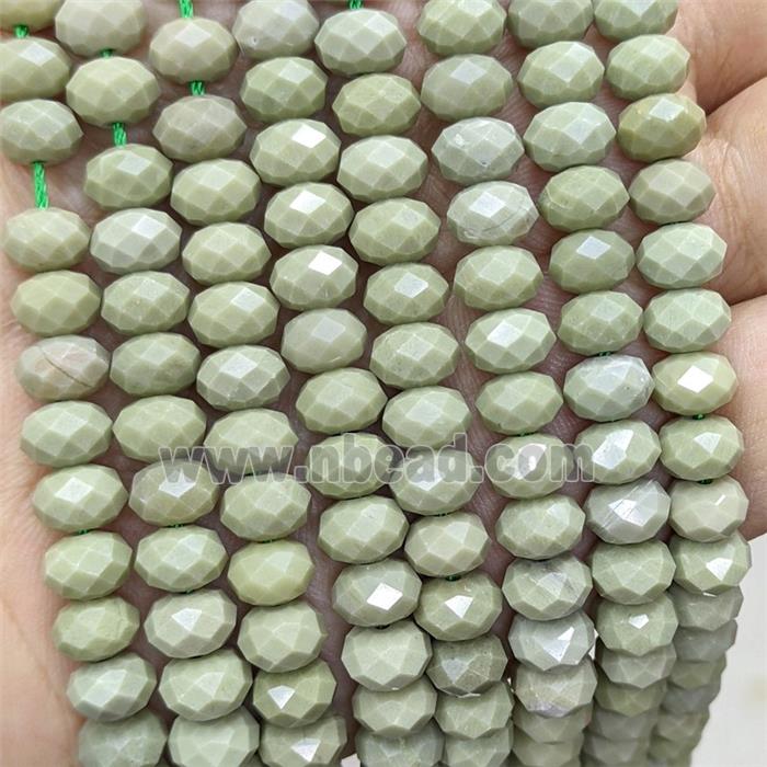 Natural Chinese Alax Agate Beads Alashan Green Faceted Rondelle