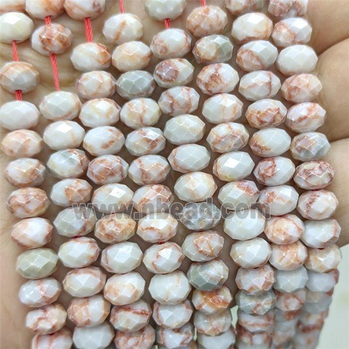 Natural Red Silk Jasper Rondelle Beads Faceted