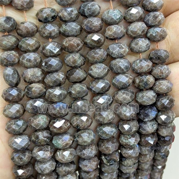 Natural Coffee Labradorite Rondelle Beads Faceted