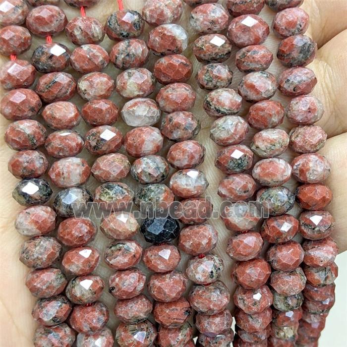 Natural Sesame Jasper Beads Red Faceted Rondelle
