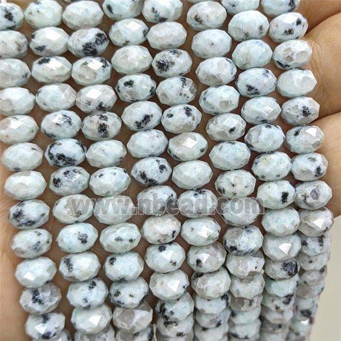 Natural Kiwi Jasper Rondelle Beads Faceted