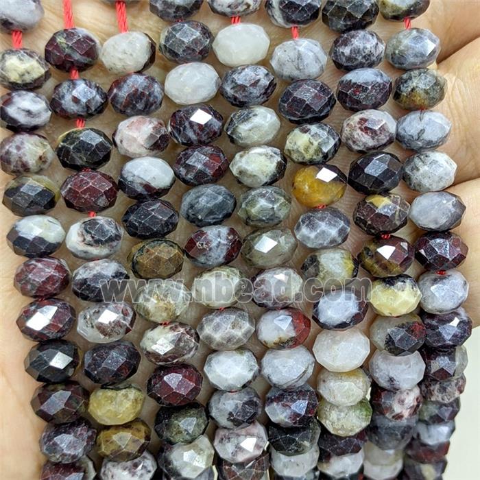 Natural Poppy Jasper Beads C-Grade Multicolor Faceted Rondelle