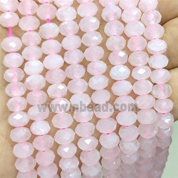 Natural Pink Rose Quartz Beads Faceted Rondelle