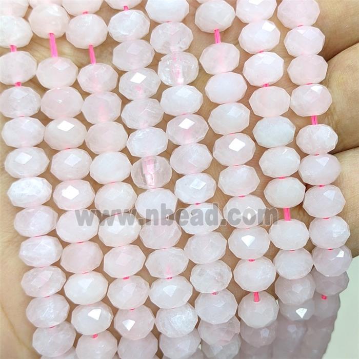 Natural Rose Quartz Beads Lt.pink Faceted Rondelle
