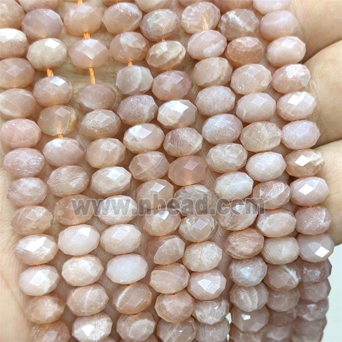 Natural Peach Sunstone Beads Faceted Rondelle