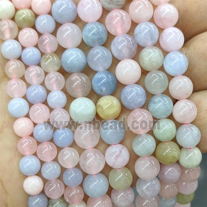 Natural Morganite Beads Multicolor Smooth Round