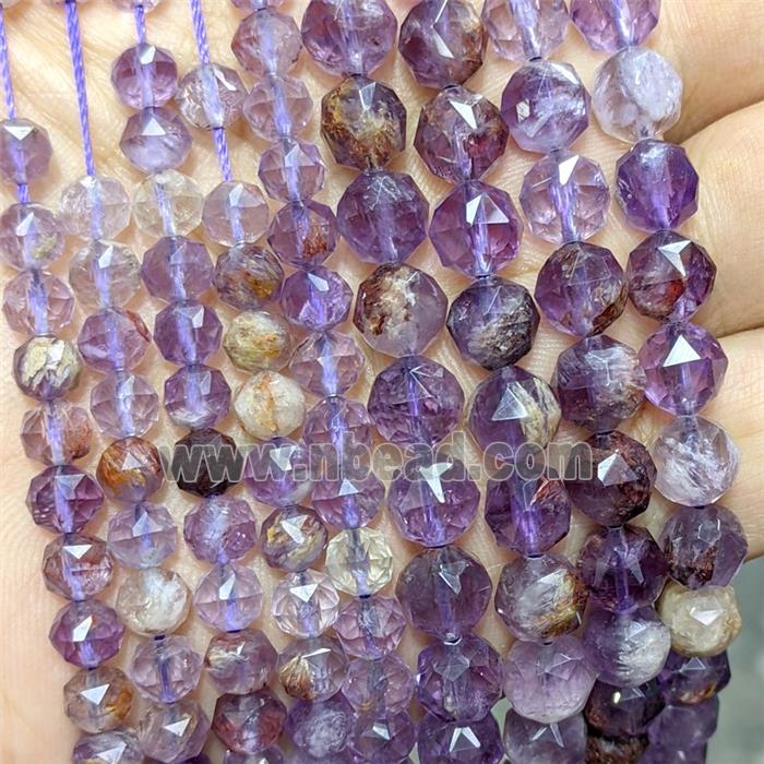 Natural Purple Phantom Quartz Beads Cutted Round