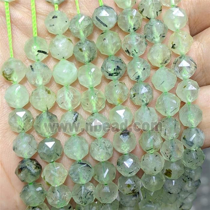 Natural Green Prehnite Beads Cutted Round