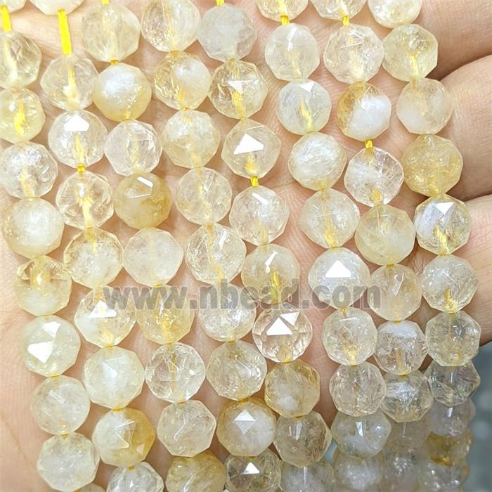 Natural Yellow Citrine Beads Cutted Round