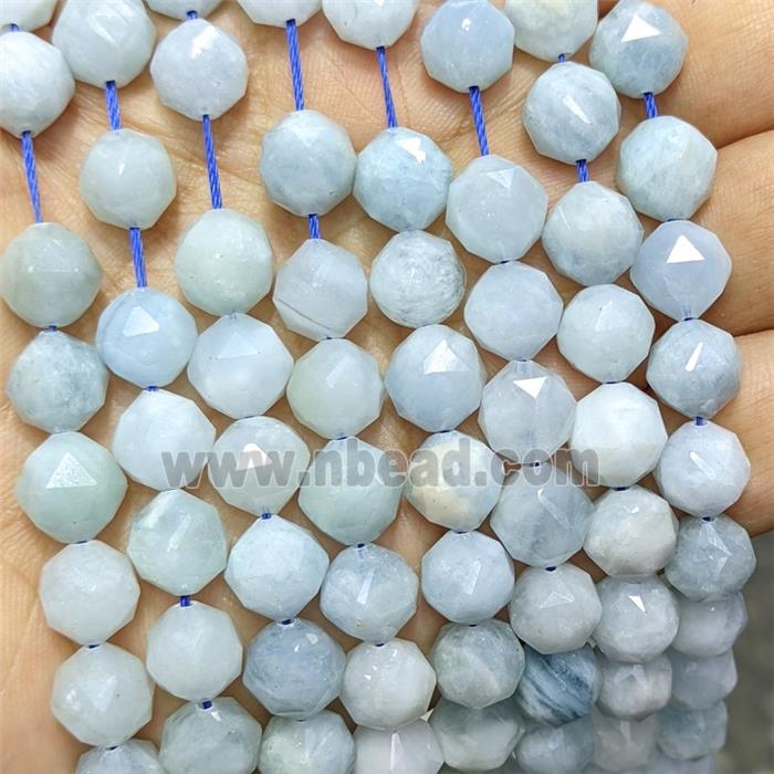 Natural Blue Aquamarine Beads Cutted Round