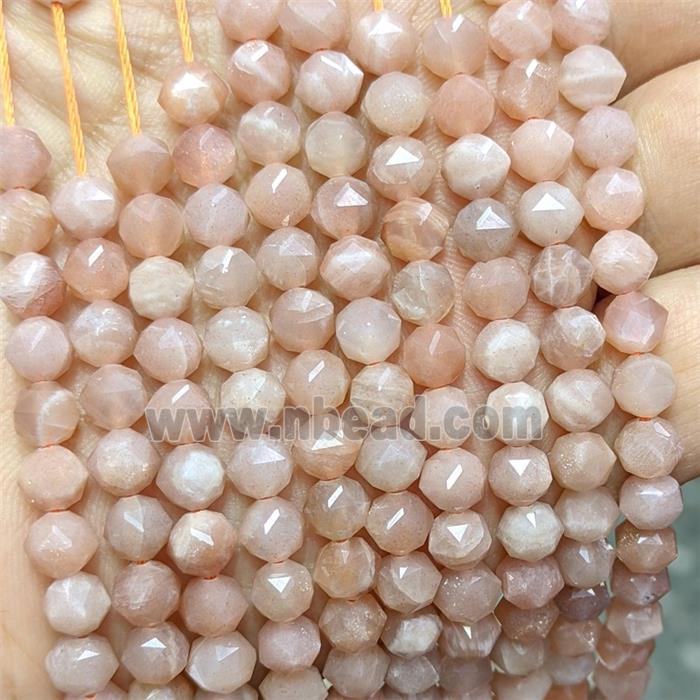 Natural Peach Sunstone Beads Cutted Round