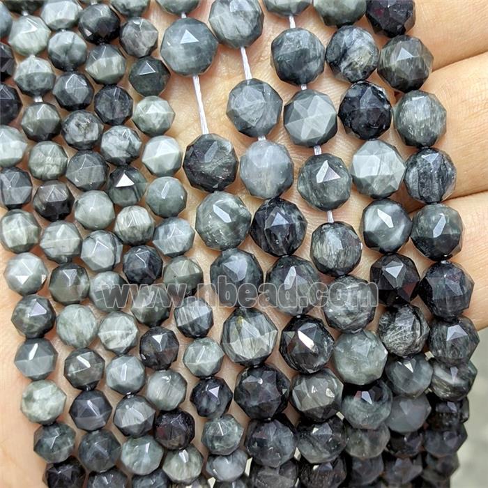 Natural Hawkeye Stone Beads Eagle Cutted Round