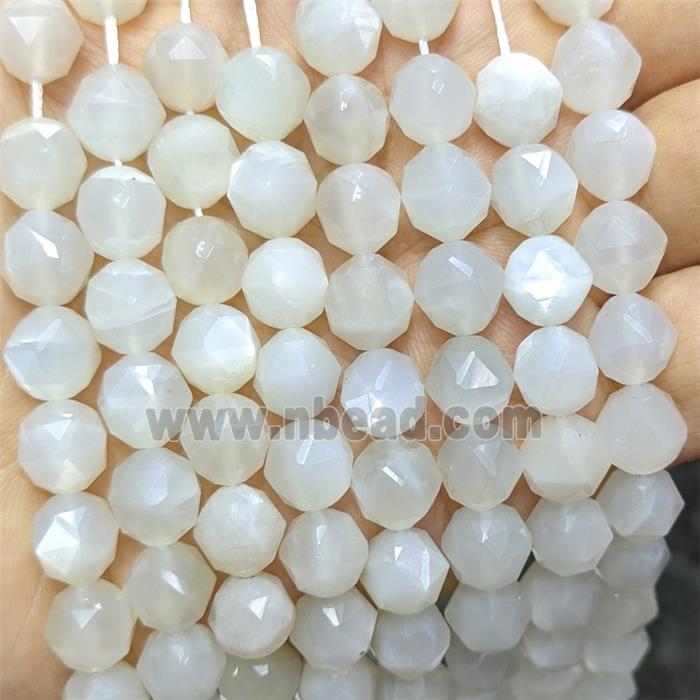 Natural White Moonstone Beads Cutted Round