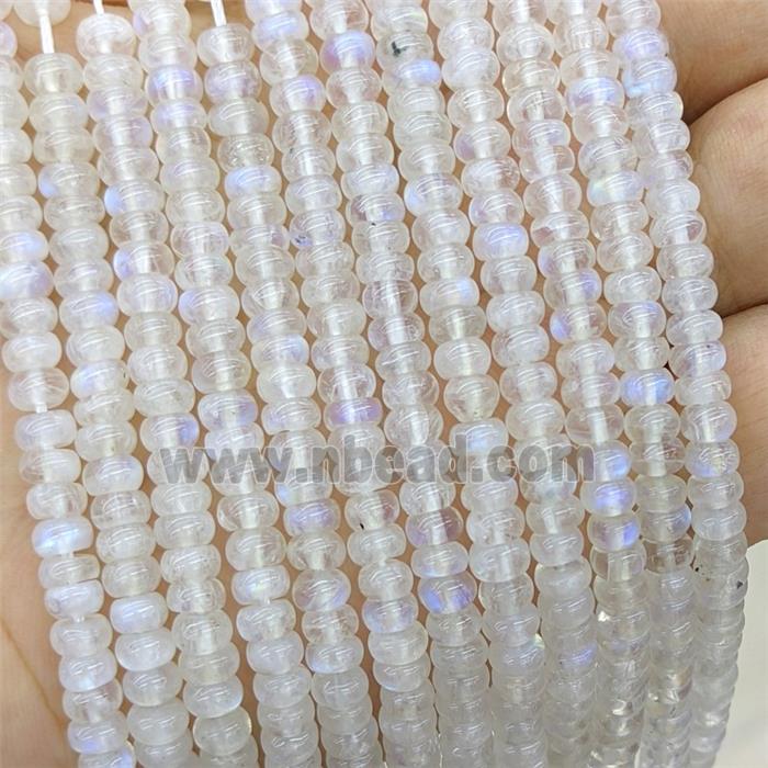 Natural White Moonstone Rondelle Beads AA-Grade Blue Flash Smooth