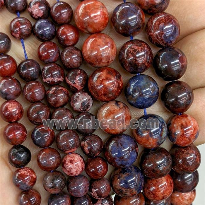 Natural Orange Sodalite Beads Smooth Round Dye