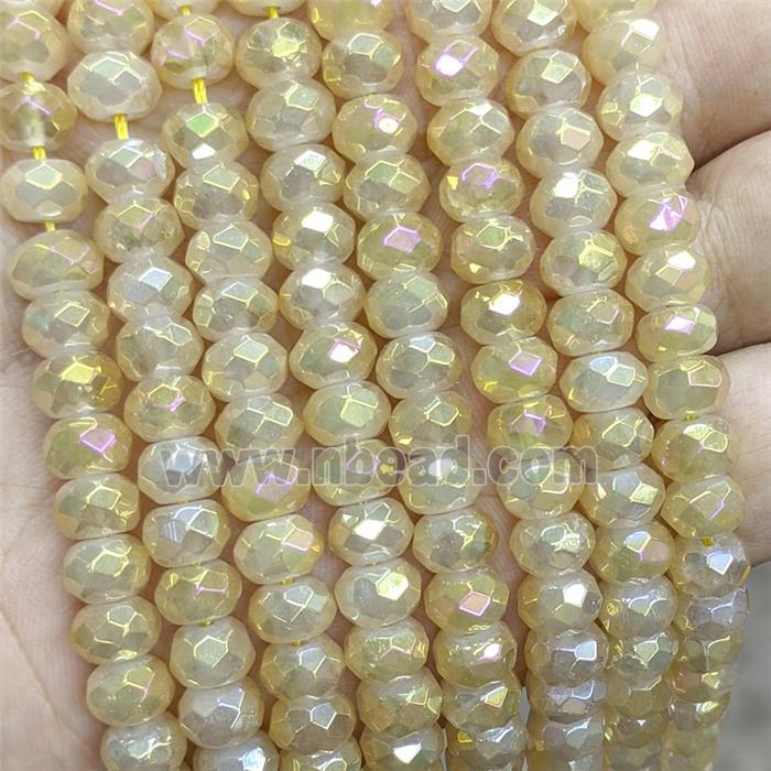 Natural Yellow Citrine Beads Faceted Rondelle Electroplated