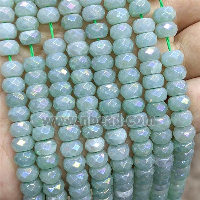 Natural Green Aventurine Beads Faceted Rondelle Electroplated