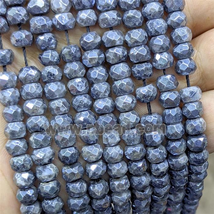 Natural Black Labradorite Beads Faceted Rondelle Electroplated
