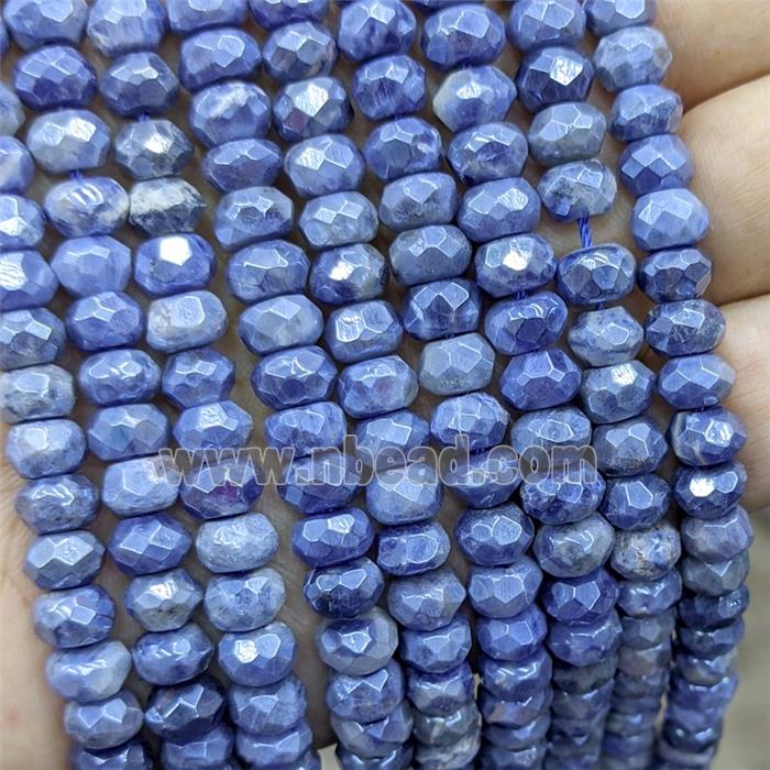 Blue Sodalite Beads Faceted Rondelle Electroplated