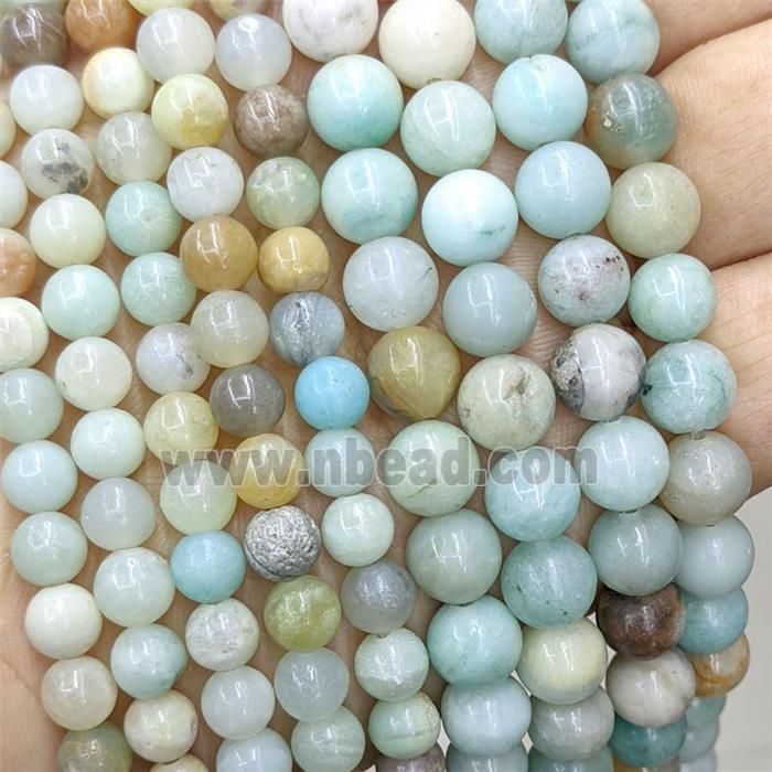 Natural Chinese Amazonite Beads Smooth Round B-Grade