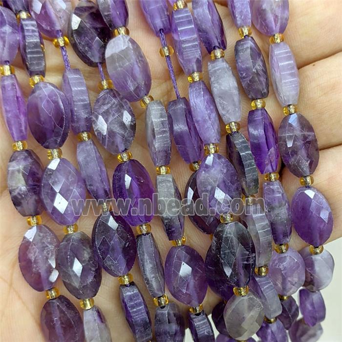 Natural Purple Amethyst Beads Faceted Horse-Eye