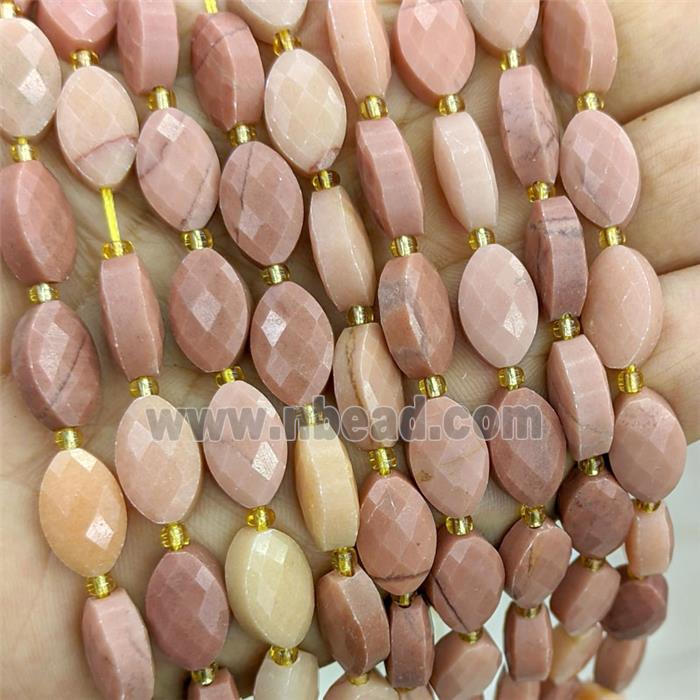 Peach Jade Beads Faceted Horse-Eye Dye