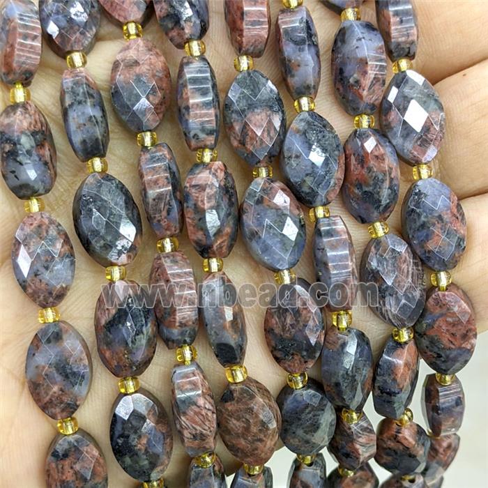 Natural Red Labradorite Beads Larvikite Faceted Horse-Eye
