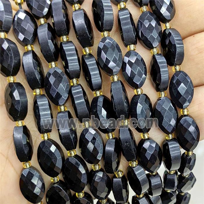Natural Black Obsidian Beads Faceted Horse-Eye