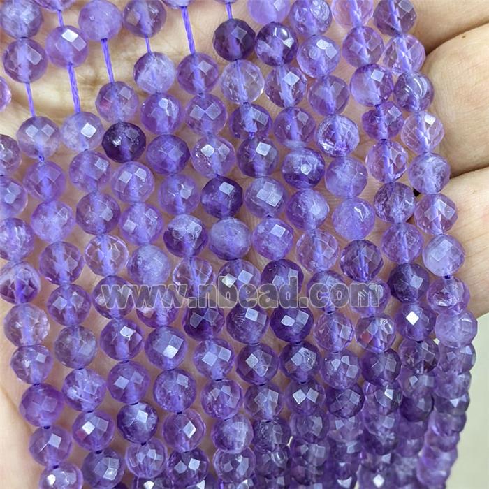 Natural Amethyst Beads Faceted Round Lt.purple