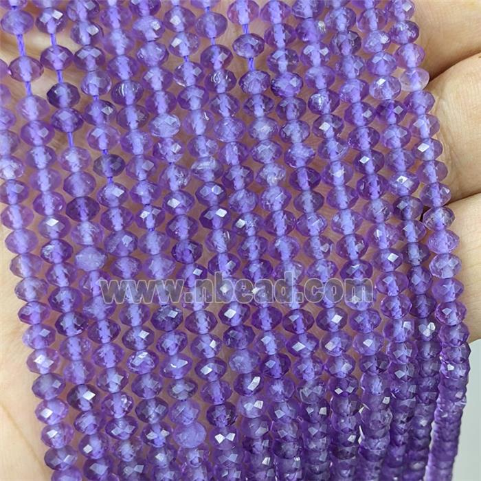 Natural Amethyst Beads Faceted Rondelle Lt.purple